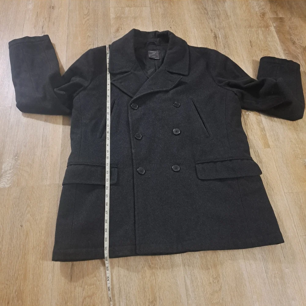 Gap Grayish Black Wool Blend Double-Breasted Peacoat Men's Size XL